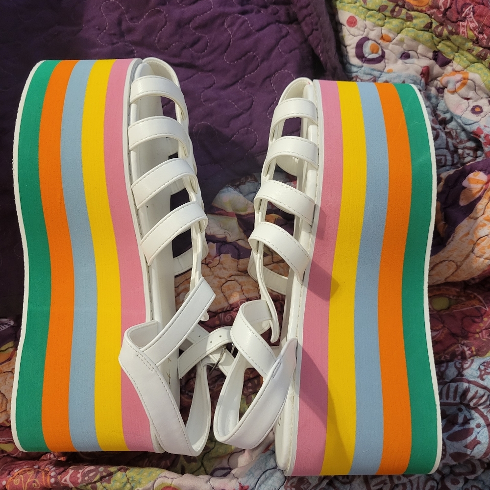 Rainbow platform sandals
